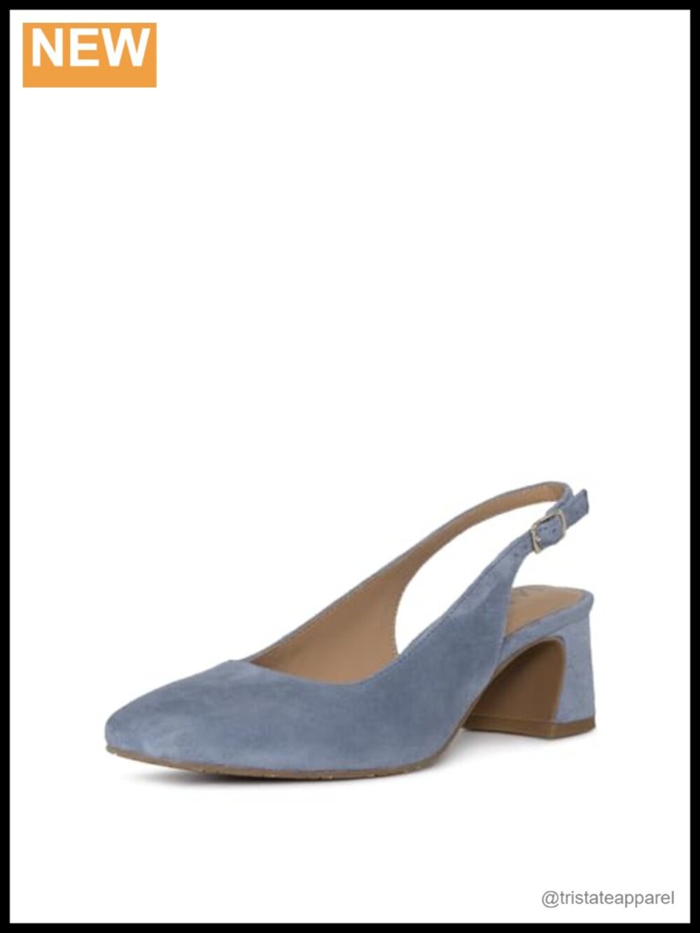 Suede Slingback Heels Square Toe Flared Heel Wedding
